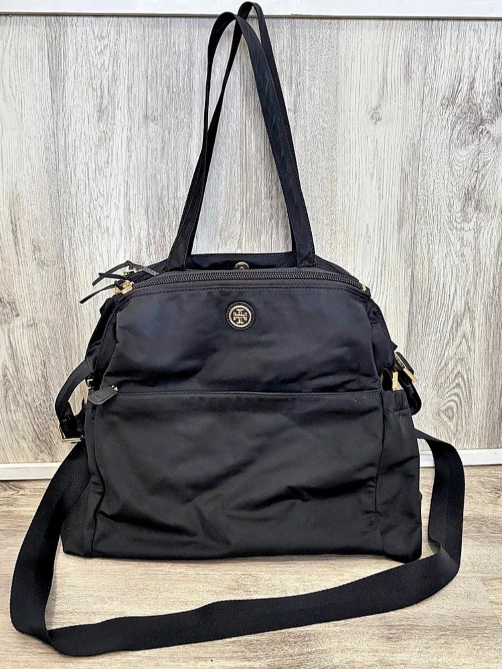 Tory Burch Black Nylon Diaper Baby Shoulder Bag Crossbody Large